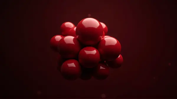 Glossy Crimson Spheres With Dark Background