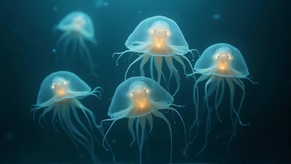 Glowing Bioluminescent Creatures Floating Gracefully