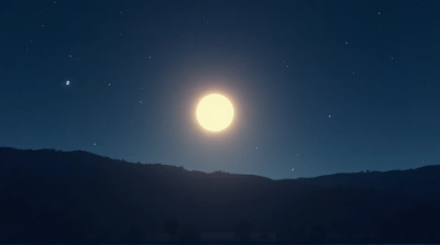 Glowing Orb Illuminating Tranquil Indigo Horizon
