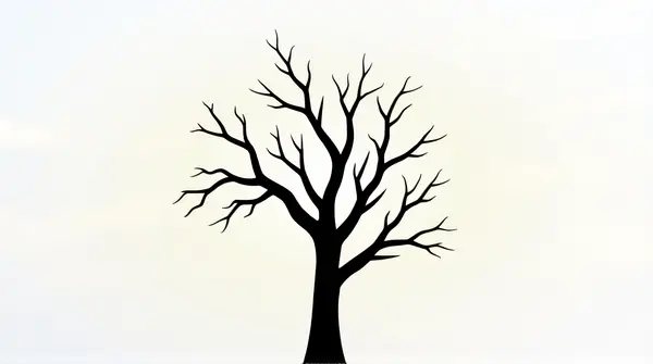 Gnarled Leafless Tree With Gradient Sky Background