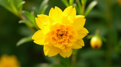 Golden Blossom Surrounded By Lush Greenery