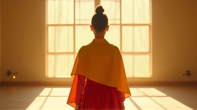Golden Crimson Layered Tops In Soft Sunlight