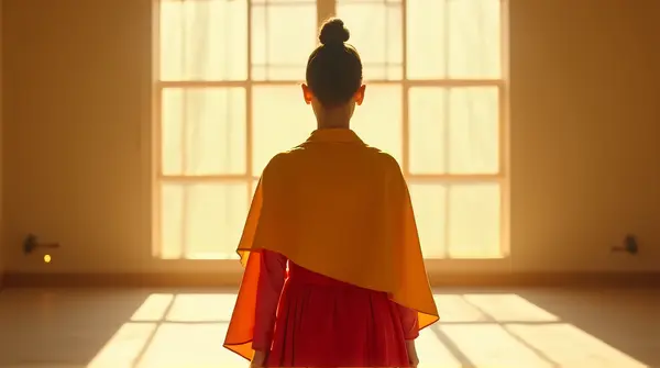 Golden Crimson Layered Tops In Soft Sunlight