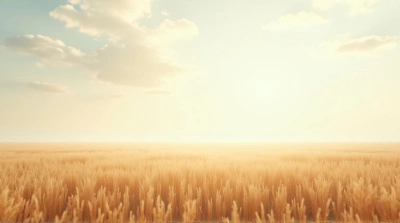 Golden Dry Meadow With Soft Sky Wisps