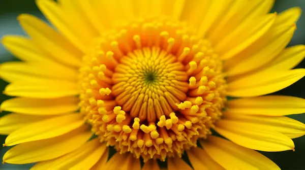 Golden Flower Head With Radiating Florets