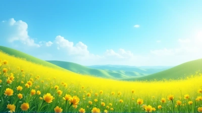 Golden Meadow Blossoms Beneath Clear Sky