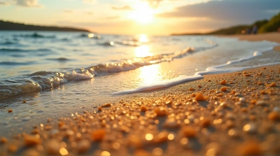 Golden Shoreline Meeting Shimmering Shallow Pool