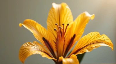 Golden Synthetic Blossom With Dark Stripes Macro