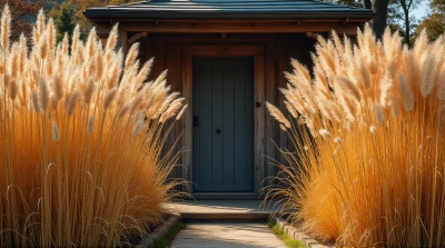Golden Wheat Stalks With Rustic Barn Background