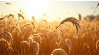 Golden Wheat Stalks Swaying Under Bright Sunlight