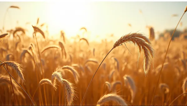 Golden Wheat Stalks Swaying Under Bright Sunlight