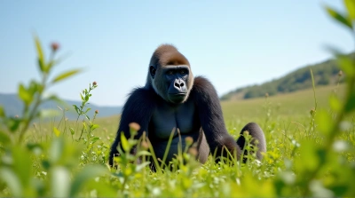 Gorilla Resting Peacefully In Vibrant Meadow