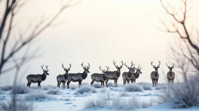Graceful Deer Gathering On Frosty Field