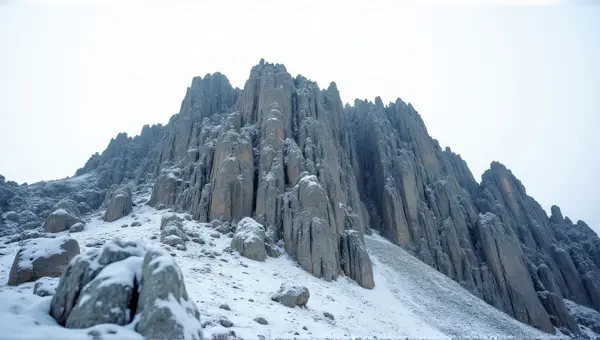Gray Rocky Ridge With Frost Texture Detail