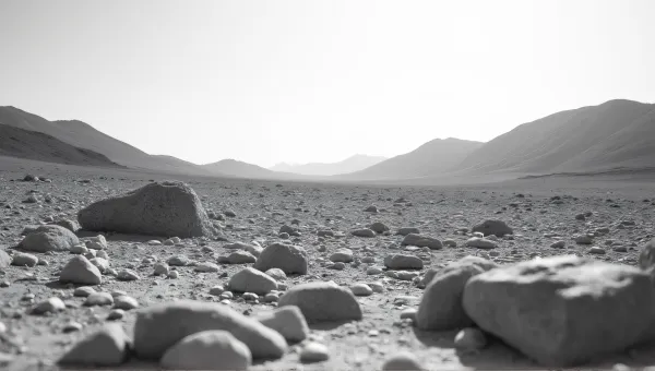 Grayscale Rocky Terrain With Rugged Hills Landscape