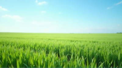 Green Field Texture Under Clear Blue Sky