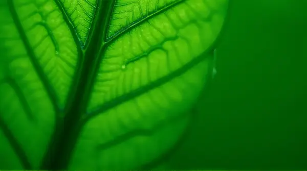 Extreme close-up of green foliage showing detailed surface patterns and contours under sharp lighting