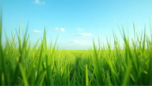 Green Grass Blades Against Clear Blue Sky