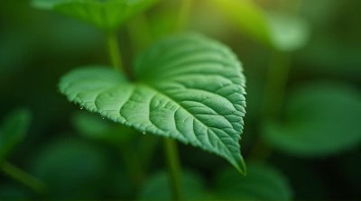 Green Leaf Close-Up With Veins And Texture