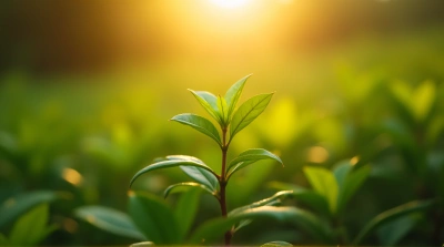 Green Plant Close-Up With Amber Glow