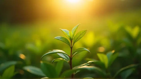 Green Plant Close-Up With Amber Glow