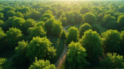 High-Angle Lush Green Foliage Expansive View
