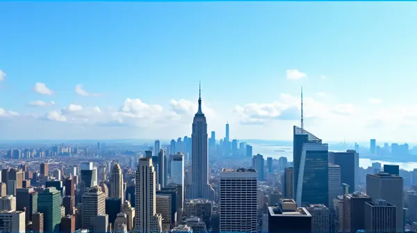 High-Rise Buildings Panorama Under Clear Blue Sky