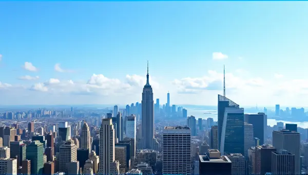 High-Rise Buildings Panorama Under Clear Blue Sky