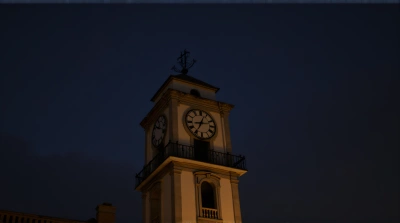 Historic Clock Facade With Soft Lighting