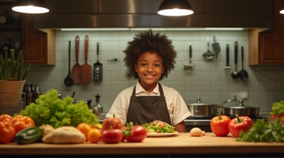 Home Cooking Scene With Fresh Ingredients And Utensils