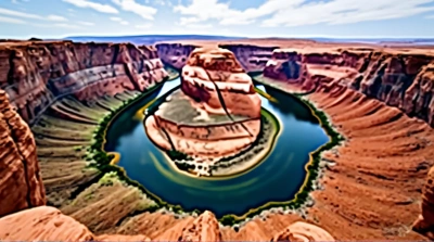 Horseshoe River Curving Through Sandstone Mesas