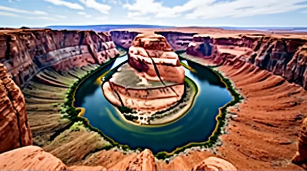 Horseshoe River Curving Through Sandstone Mesas