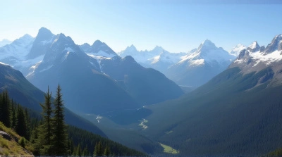 Ice-Capped Peaks And Expansive Woodlands Panorama