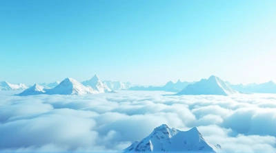 Icy Peaks Under Clear Cerulean Sky Panoramic View