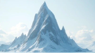 Icy Summit With Bright Sky And Soft Clouds