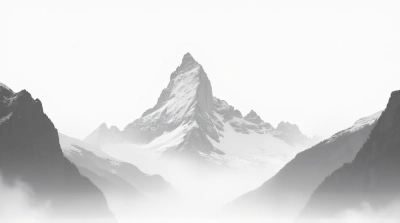 Icy Summit With Rugged Ridges In Grayscale