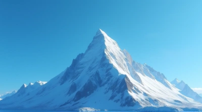 Icy Summit With Sunlit Frosted Ridge