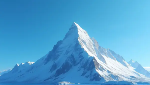 Icy Summit With Sunlit Frosted Ridge