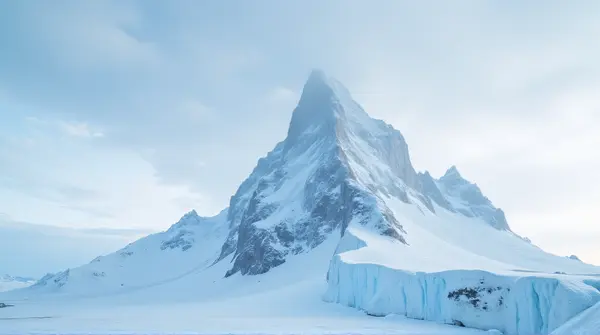 Icy Summit Under Blue Sky With White Streaks
