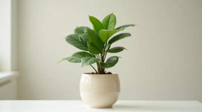 Indoor Houseplant In Stylish Pale Pot