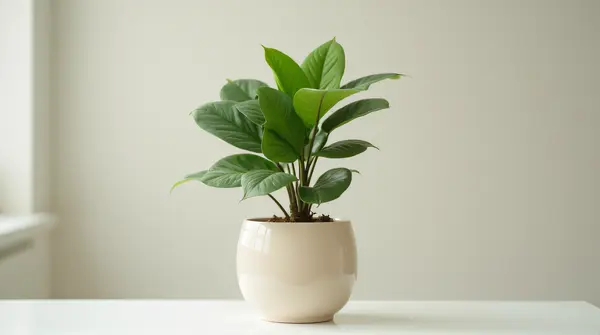 Indoor Houseplant In Stylish Pale Pot