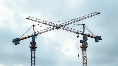Industrial Cranes In Mid-Air Struggle Overcast Sky