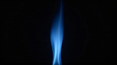 Intense Azure Flame On Black Background