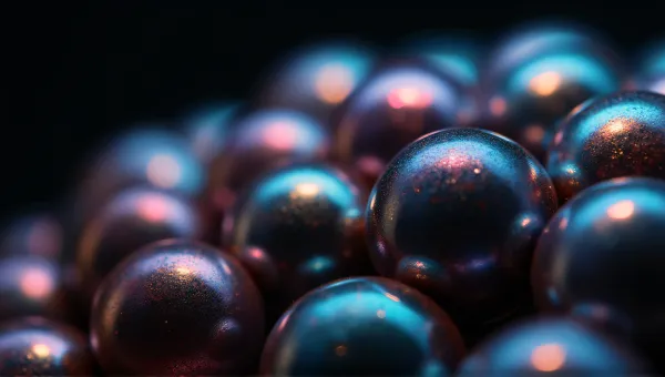 Iridescent Spheres Clustered With Colorful Reflections