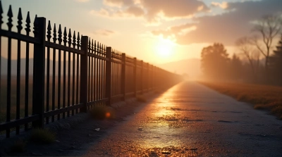 Iron Barrier With Morning Sunlight Shadows