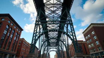 Iron Lattice Structure Amid Busy Urban Streets