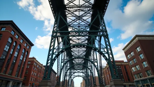 Iron Lattice Structure Amid Busy Urban Streets