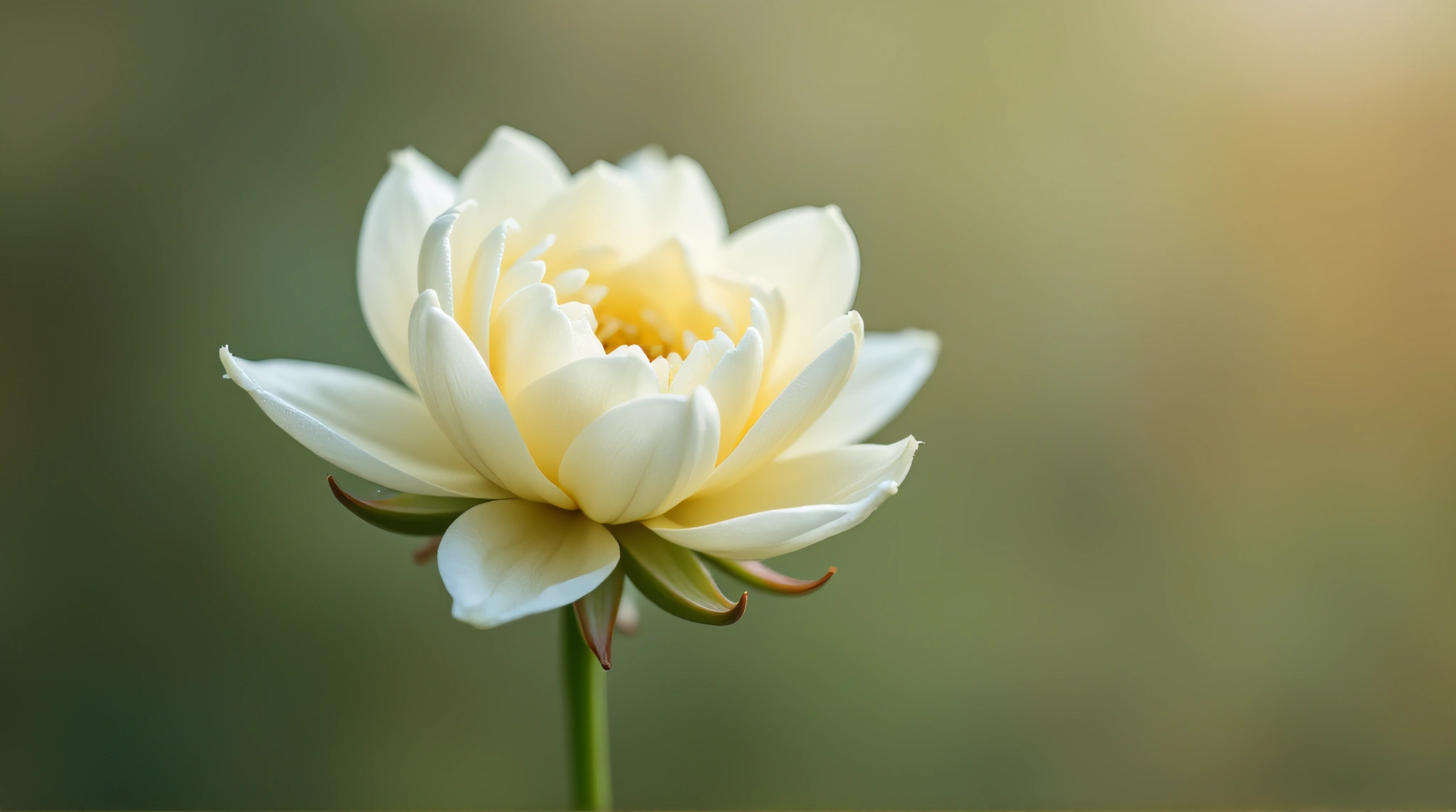 Ivory Bloom Close-Up On Slender Stem