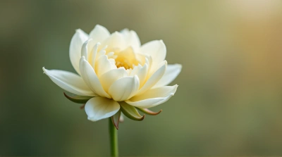 Ivory Bloom Close-Up On Slender Stem