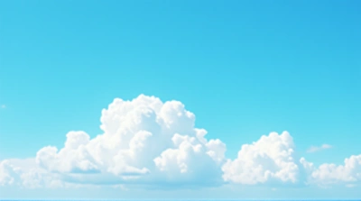 Ivory Clouds Against Vibrant Cerulean Sky